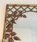 Espejo decorativo de madera dorada de imitación de bambú con decoración floral impresa, años 70, Imagen 3