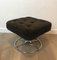 French Chrome & Velvet Swivel Ottomans, 1970s, Set of 2 1