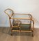 French Rattan Drinks Trolley with Leather Links, 1950s 1