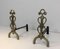 French Bronze and Iron Andirons in Style of Raymond Subes, 1940s, Set of 2 2