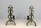 French Bronze and Iron Andirons in Style of Raymond Subes, 1940s, Set of 2 1