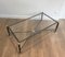 French Neoclassical Style Gun Metal & Brass Coffee Table with Glass Top by Guy Lefevre for Maison Jansen, 1970s 3