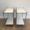 Silvered Side Tables with Marble Tops, France, 1940s, Set of 2 5