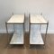 Silvered Side Tables with Marble Tops, France, 1940s, Set of 2, Image 5