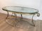 Neo-Classical Oval Brushed Steel and Brass Coffee Table, 1970s 1