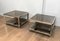 Large Octogonal Chromed Side Tables with Bronze and Glass Tops, France, 1970s, Set of 2 4