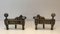 Chenets Empire en Bronze avec Lions, France, 1850s, Set de 2 3