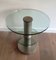 Brushed Metal and Glass Round Occasional Table, 1960s, Image 2