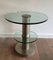 Brushed Metal and Glass Round Occasional Table, 1960s, Image 1