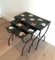 French Ceramic and Black Iron Nesting Tables, 1950s 1