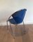 Chrome and Blue Lacquered Perforated Metal Chairs, 1980s, Set of 4 5