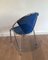 Chrome and Blue Lacquered Perforated Metal Chairs, 1980s, Set of 4, Image 5