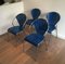 Chrome and Blue Lacquered Perforated Metal Chairs, 1980s, Set of 4 2