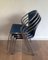 Chrome and Blue Lacquered Perforated Metal Chairs, 1980s, Set of 4 6