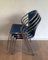 Chrome and Blue Lacquered Perforated Metal Chairs, 1980s, Set of 4, Image 6