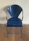 Chrome and Blue Lacquered Perforated Metal Chairs, 1980s, Set of 4, Image 4