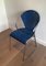 Chrome and Blue Lacquered Perforated Metal Chairs, 1980s, Set of 4 1