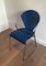 Chrome and Blue Lacquered Perforated Metal Chairs, 1980s, Set of 4, Image 1