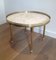 Tavolino rotondo in ottone massiccio con ripiano in marmo, anni '60, Immagine 1