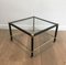 French Brass & Black Lacquered Square Side Tables in the Style of Jacques Adnet, 1970s, Set of 2, Image 1