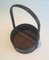 French Leather & Wood Bottle-Holder in Style of Jacques Adnet, 1950s 4