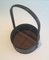 French Leather & Wood Bottle-Holder in Style of Jacques Adnet, 1950s, Image 4