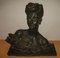 French Art Deco Terracotta Woman Bust Sculpture on Stone Base by B. Patris, 1930s 6