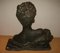 French Art Deco Terracotta Woman Bust Sculpture on Stone Base by B. Patris, 1930s 4