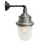 Mid-Century Silver Gray Metal and Industrial Clear Glass Sconce, Image 1