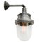 Mid-Century Silver Gray Metal and Industrial Clear Glass Sconce, Image 3