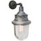 Mid-Century Silver Gray Metal and Industrial Clear Glass Sconce 2