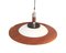 Mid-Century Round Wood, Opaline Glass, and Polished Steel Pendant Lamp, 1950s 4