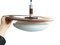 Mid-Century Round Wood, Opaline Glass, and Polished Steel Pendant Lamp, 1950s, Image 5