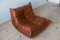 Tabacco Brown Leather Togo Sofa & Lounge Chair by Michel Ducaroy for Ligne Roset, 1970s, Set of 2 2