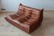 Tabacco Brown Leather Togo Sofa & Lounge Chair by Michel Ducaroy for Ligne Roset, 1970s, Set of 2 7