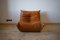 Dubai Pine Leather Togo Sofa & Lounge Chair by Michel Ducaroy for Ligne Roset, 1970s, Set of 2 9