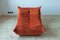 Orange Velvet Togo Sofa & Lounge Chair by Michel Ducaroy for Ligne Roset, 1970s, Set of 2 7