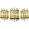 Mid-Century Brass and Murano Glass Sconces from Venini, Set of 3 1