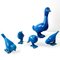 Mid-Century Duck & Sparrows in Blue Ceramic by Georges Cassin, Set of 5 2