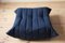 Pouf Togo in microfibra blu e divano a due posti di Michel Ducaroy per Ligne Roset, set di 2, Immagine 7