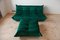Grünes Togo Sofa & Pouf Set aus grünem Samt von Michel Ducaroy für Ligne Roset, 1970er 1