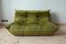 Olive Green Velvet Togo Sofa and Pouf Set by Michel Ducaroy for Ligne Roset, 1970s 5