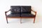 Danish Teak and Black Leather 2-Seater Sofa by Illum Wikkelsø for Niels Eilersen, 1960s, Image 2