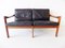 Danish Teak and Black Leather 2-Seater Sofa by Illum Wikkelsø for Niels Eilersen, 1960s 16