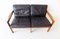 Danish Teak and Black Leather 2-Seater Sofa by Illum Wikkelsø for Niels Eilersen, 1960s 10