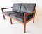 Danish Teak and Black Leather 2-Seater Sofa by Illum Wikkelsø for Niels Eilersen, 1960s 6
