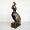 Art Deco Bronze Mandarin Duck with Tuft Sculpture by Marie Louise Simard, 1920s 7