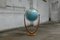 Vintage Art Deco Glass Globe Floor Lamp with Nutwood Tuning Fork Foot from Columbus Oestergaard 1