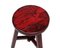 Vintage Red Lacquered Round Stool 2