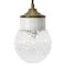 Vintage Industrial White Porcelain, Clear Glass, and Brass Pendant Lamp, Image 2